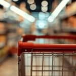 Market içerisinde alışveriş sepetinin makro çekimi